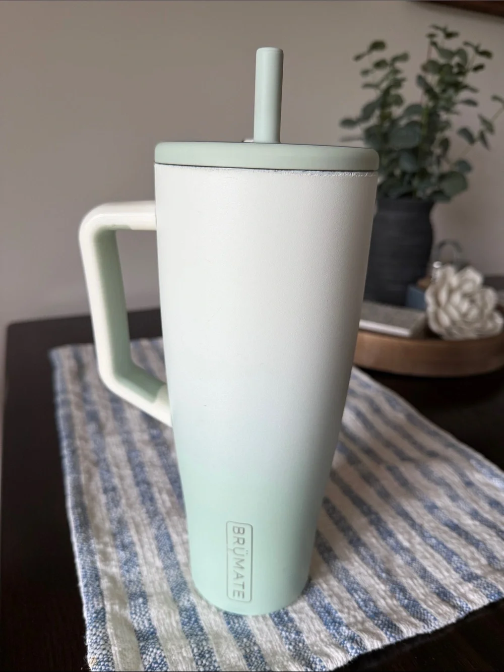 BrüMate Mint & White Ombre Insulated Tumbler with Handle and Straw